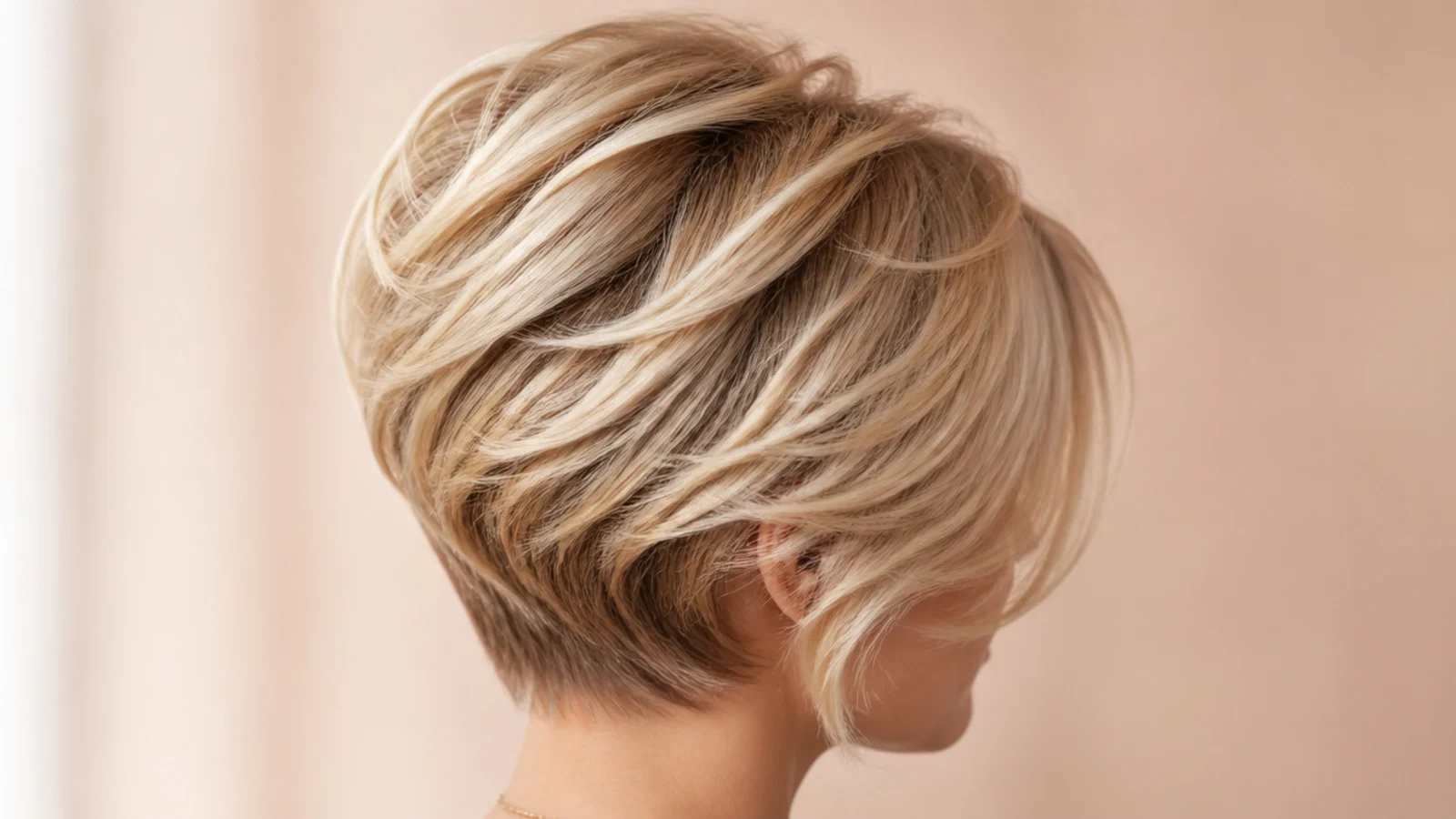 A feathered pixie with a longer layered top and soft ends