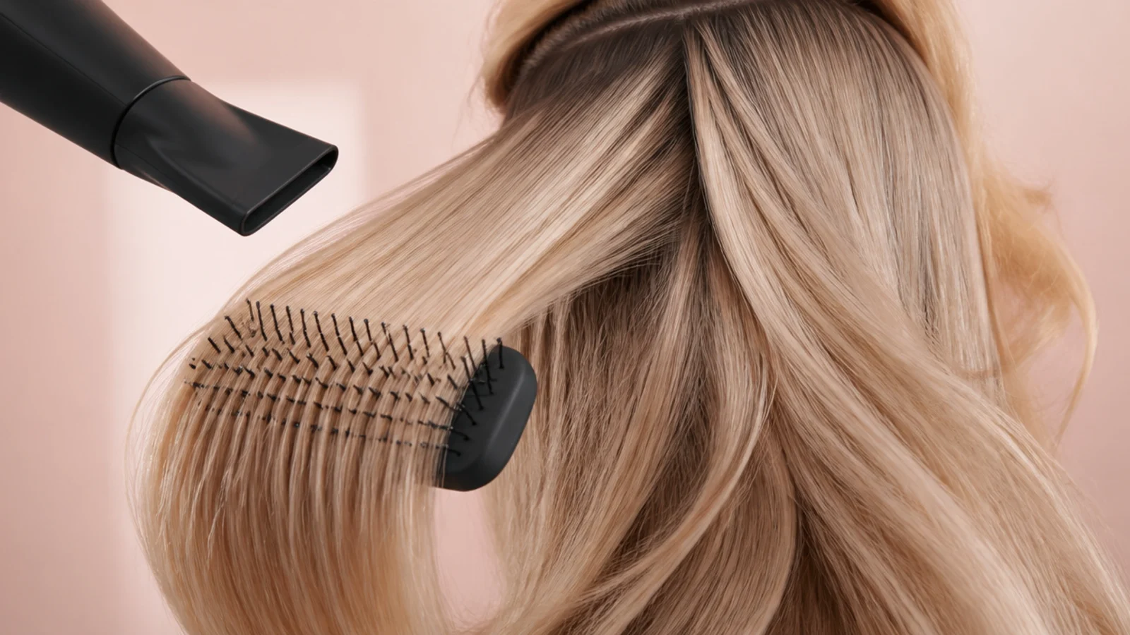 Thick hair clipped into four working sections before drying
