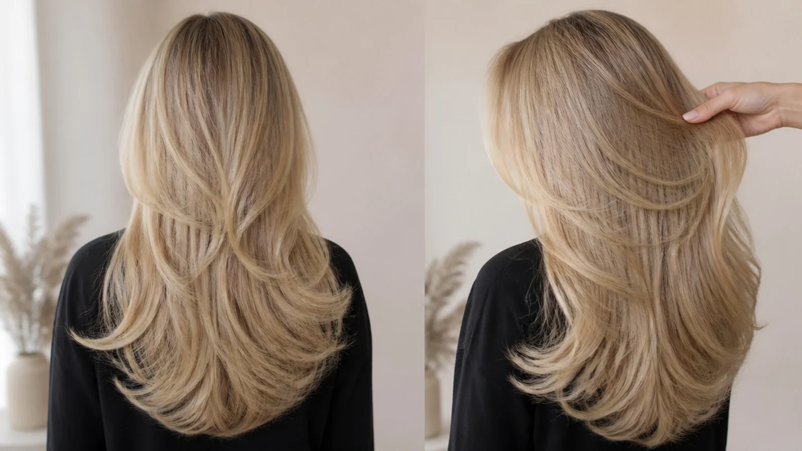 A section held out to show the difference between layer lengths at the front