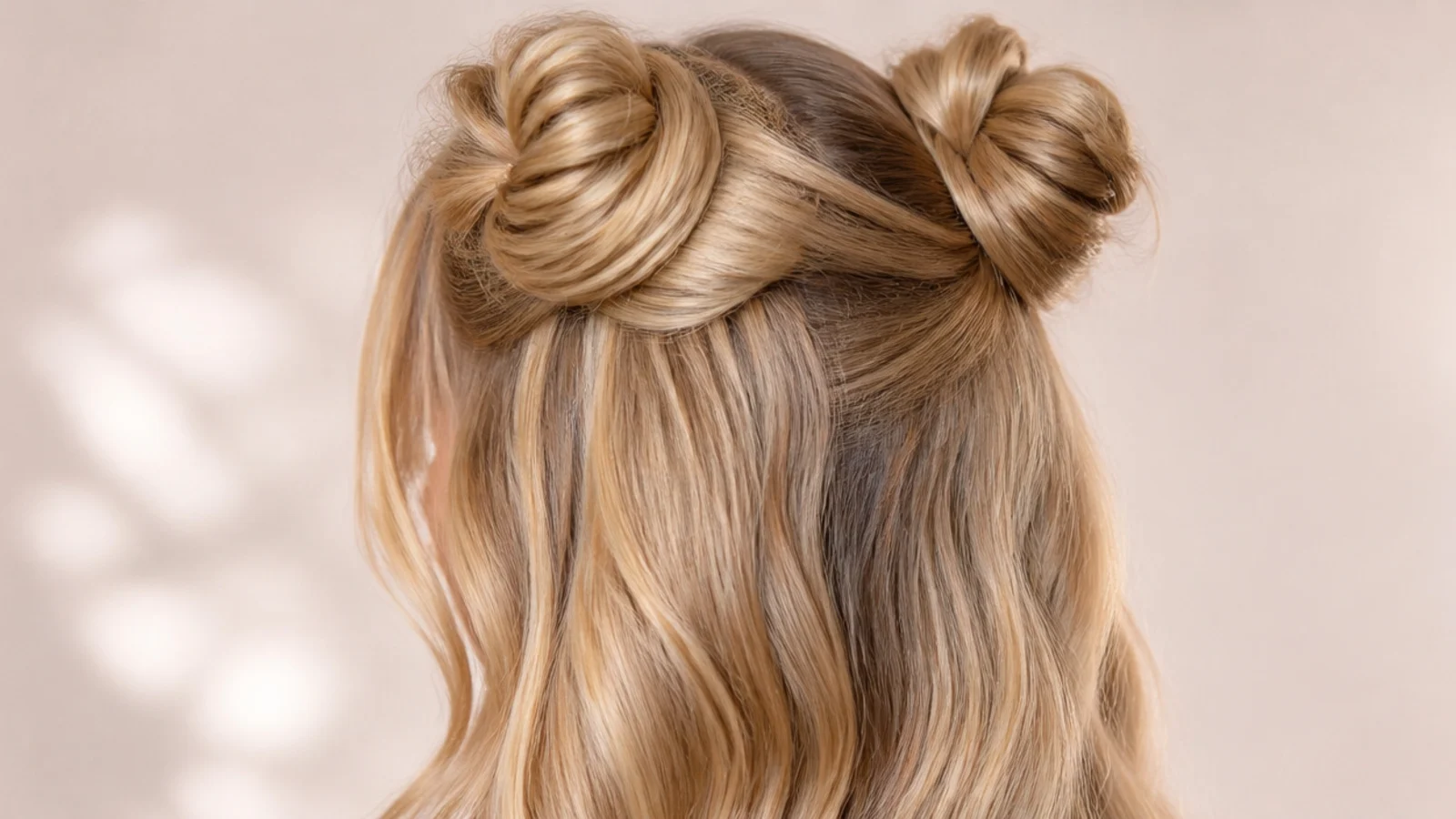 Two small buns set either side of a centre parting