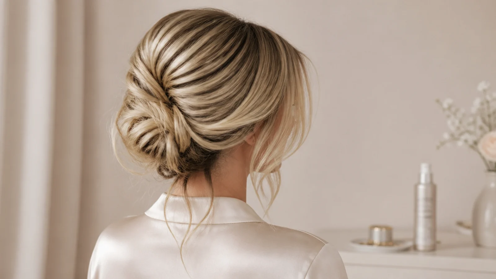 A parting being painted with a deeper root shade using a tint brush