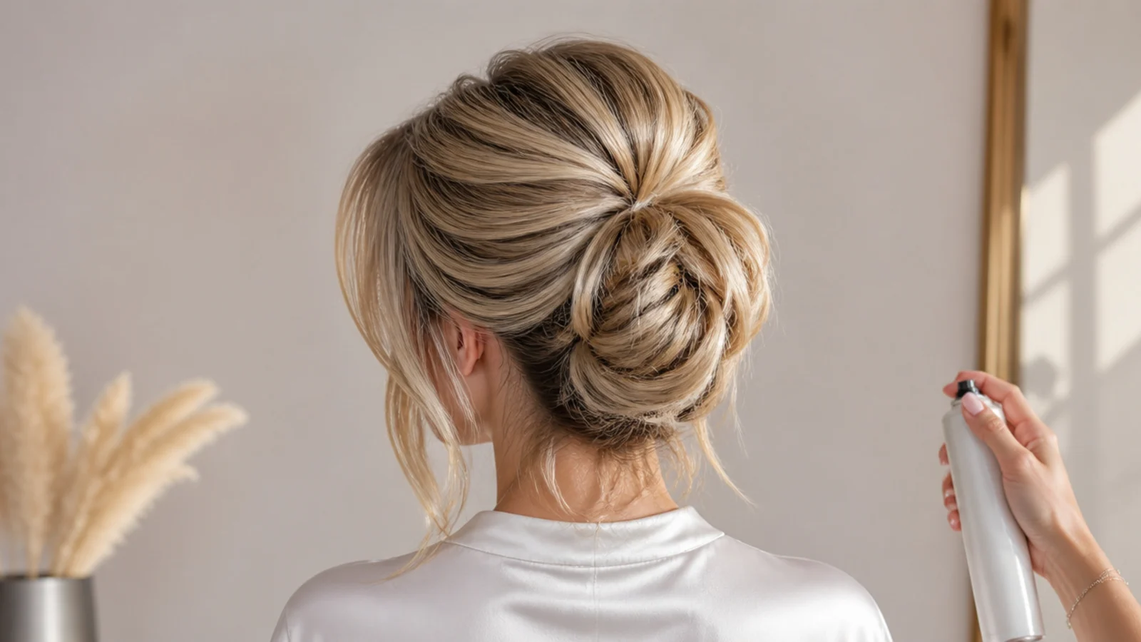 Back view of a small neat bun with lifted volume above it