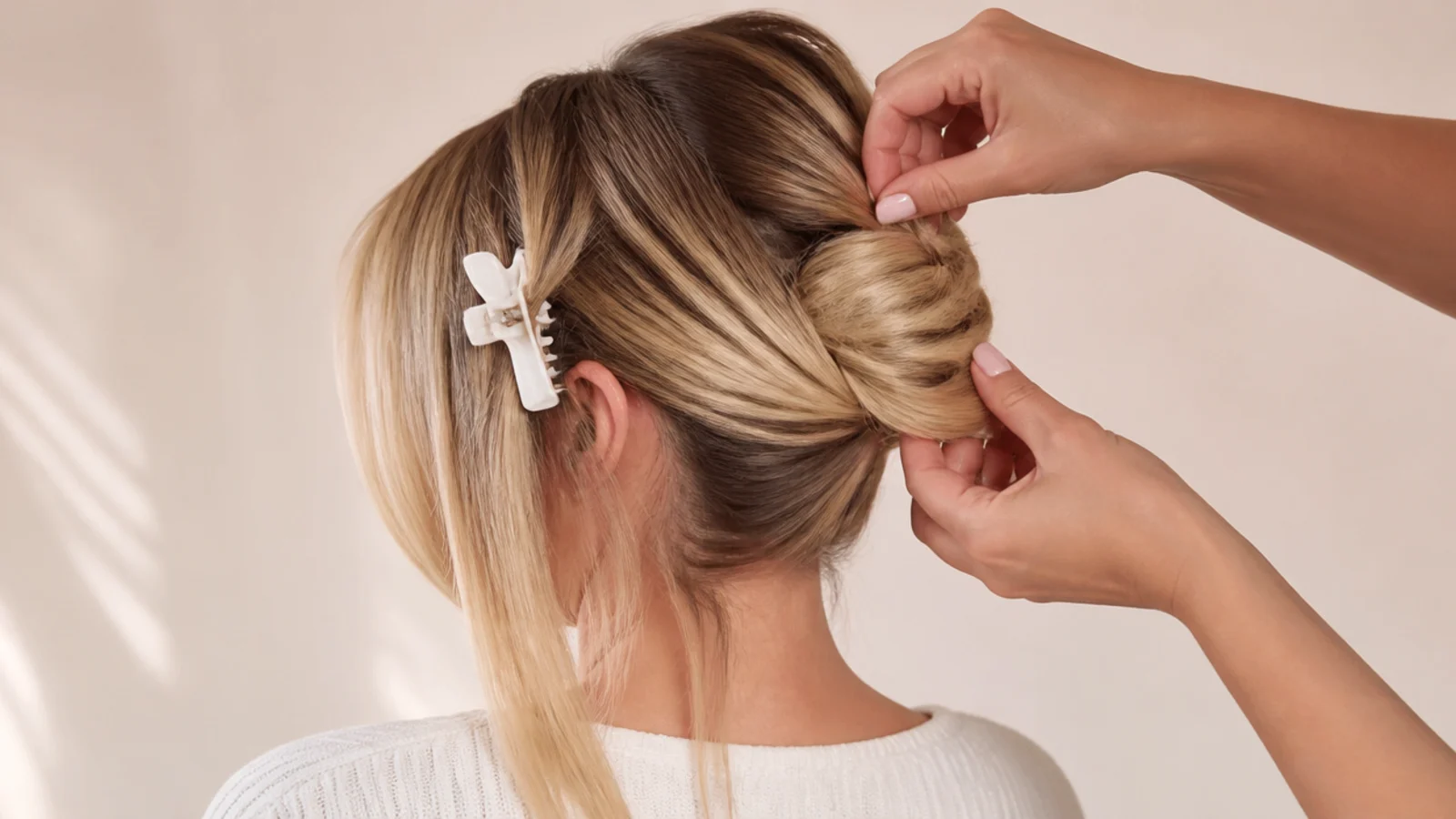 The fringe and front sections clipped forward out of the way