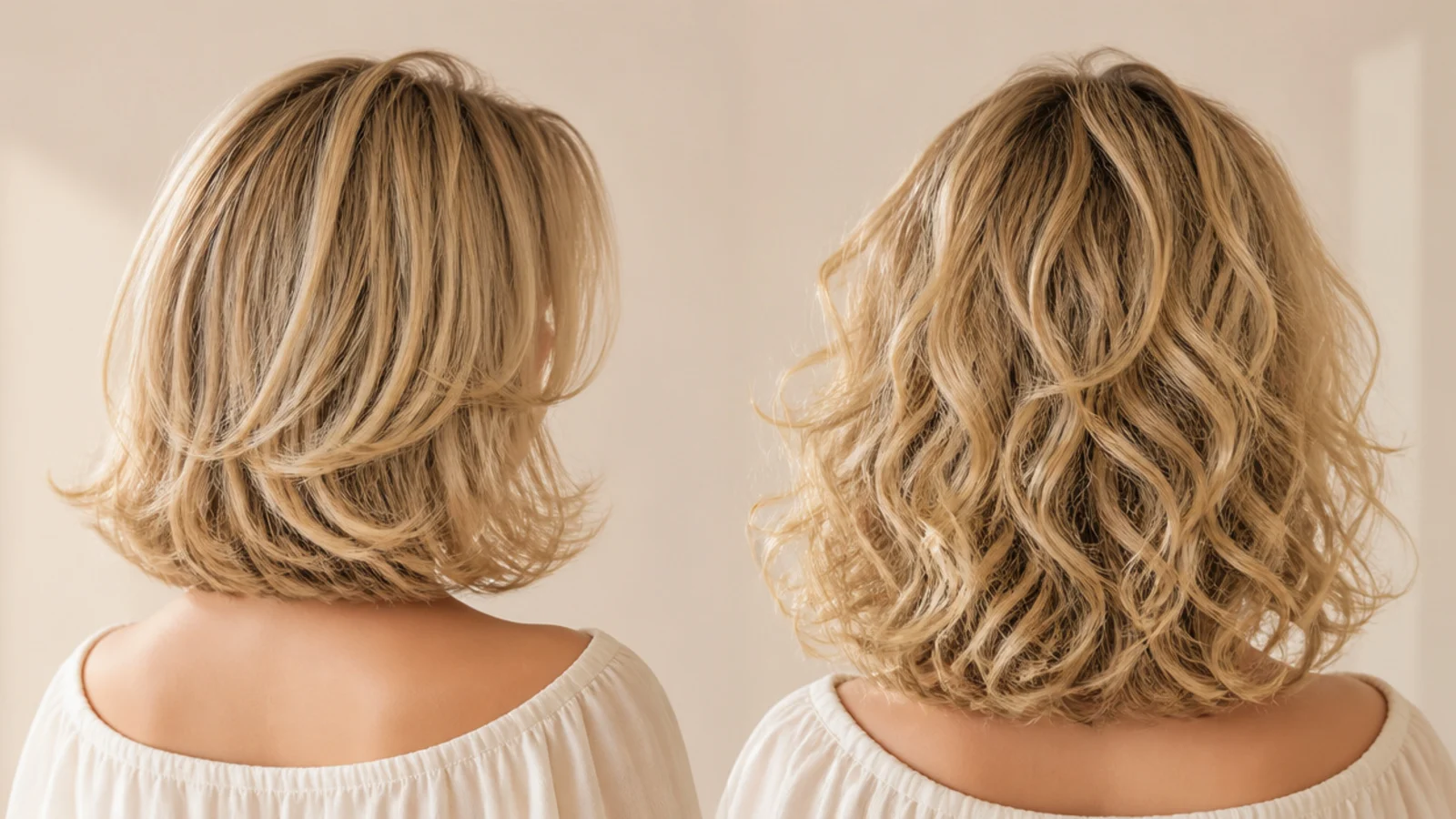 A shoulder length curly version of the same layered shape