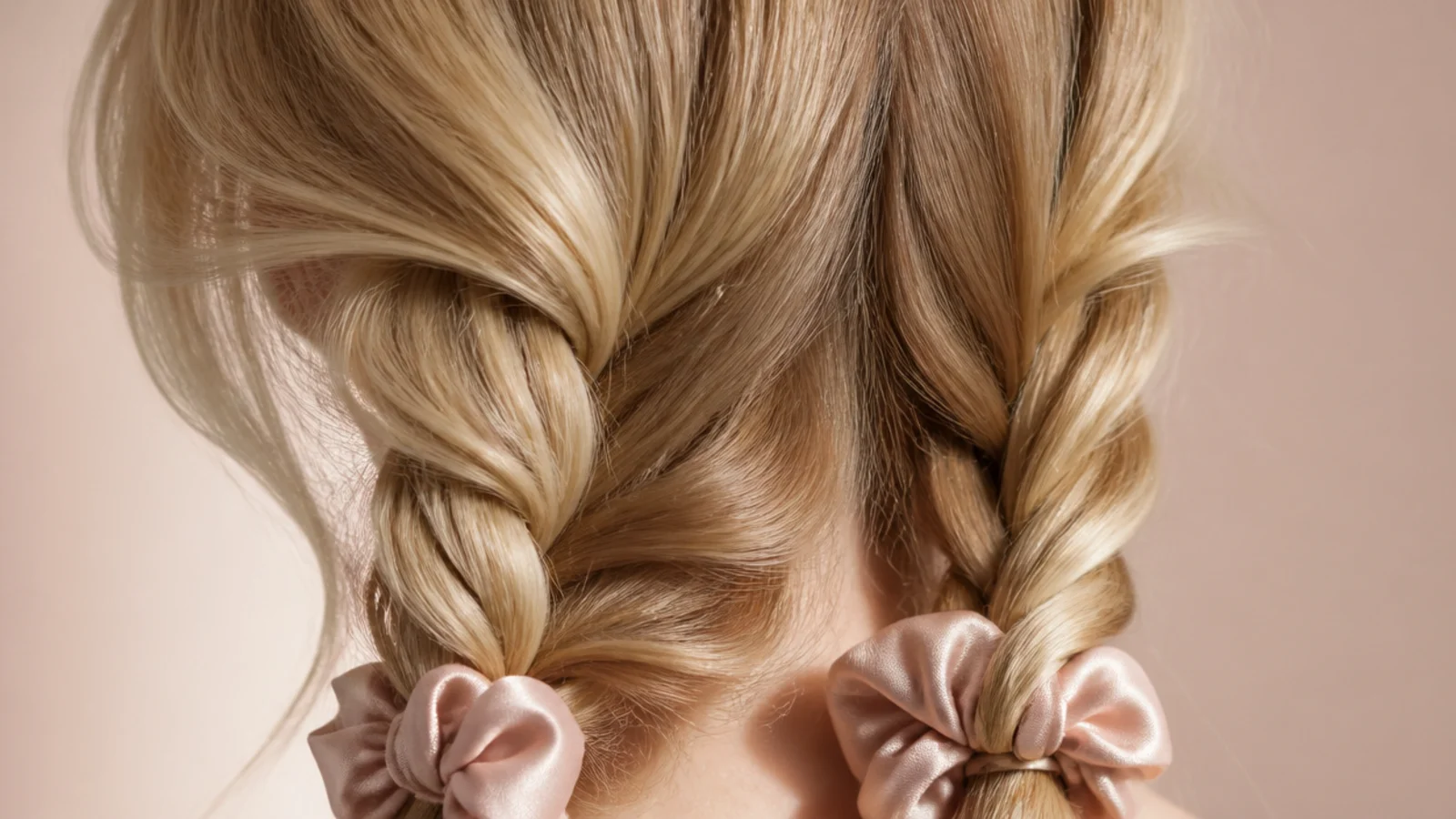 A rope braid twisted down the back of damp hair before bed