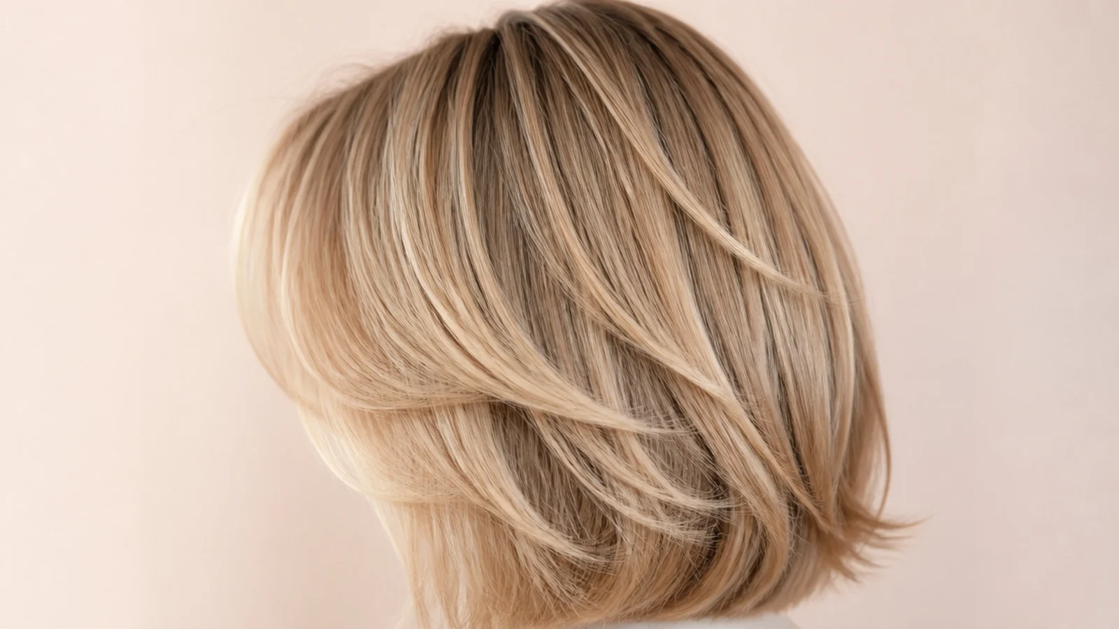A blonde lob falling to the collarbone with softly bent ends