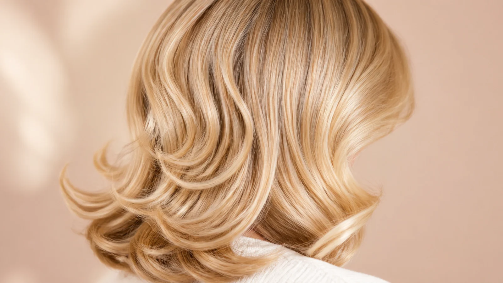 A set of soft pin curl waves through a short blonde bob