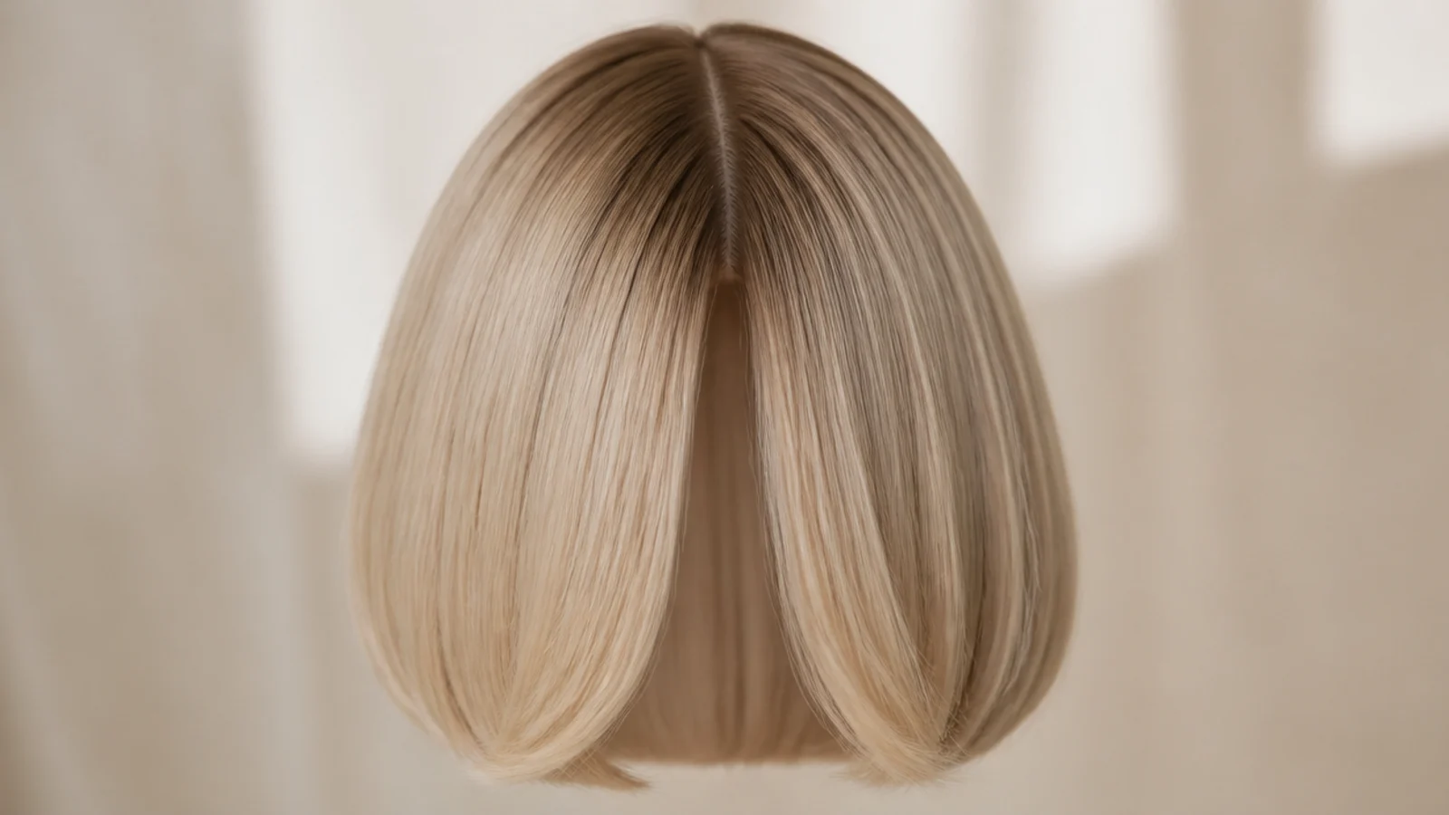 A glossy straightened bob with a sharp level perimeter