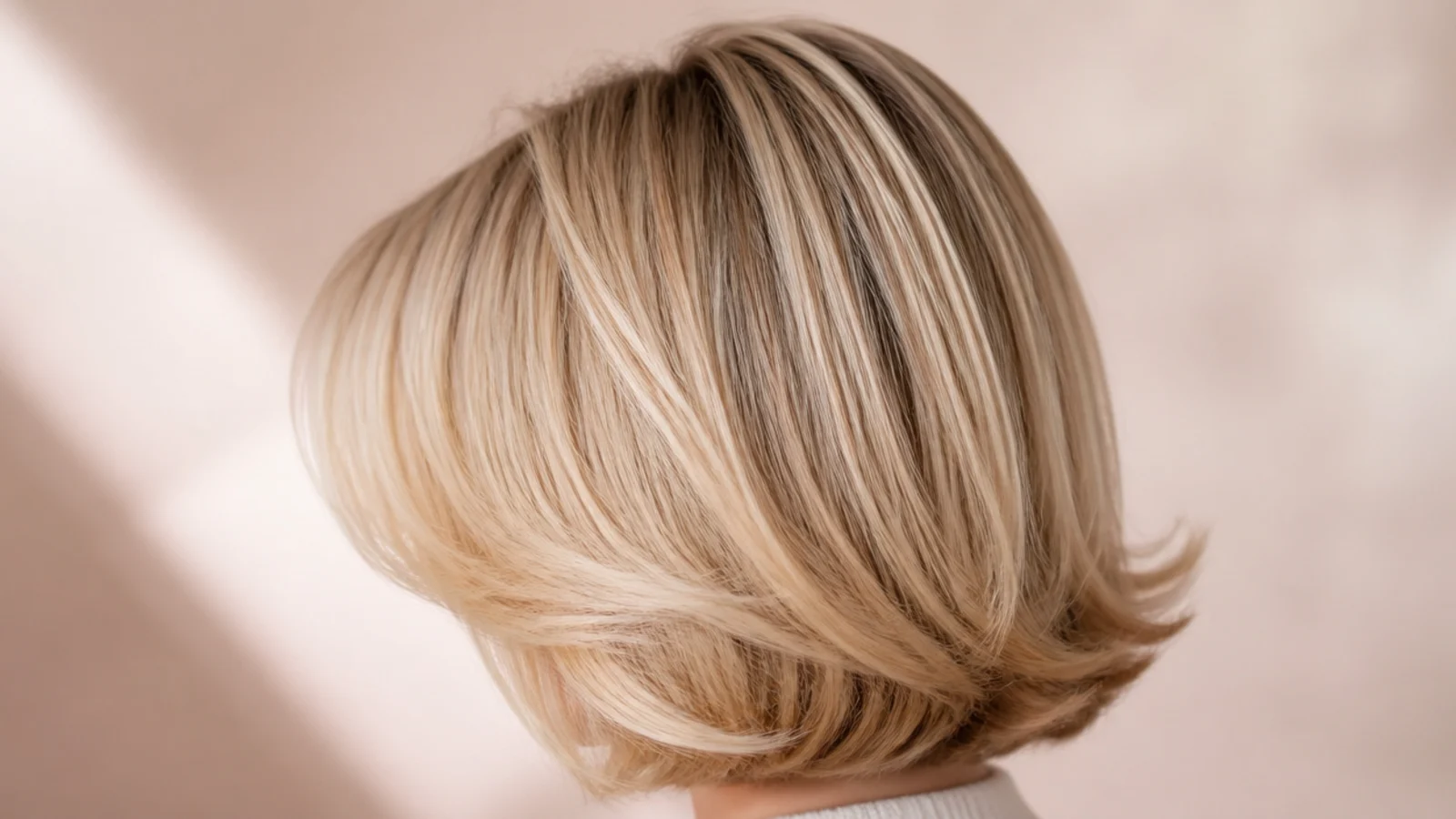 A bouncy blown out bob with the ends curving under at the jaw