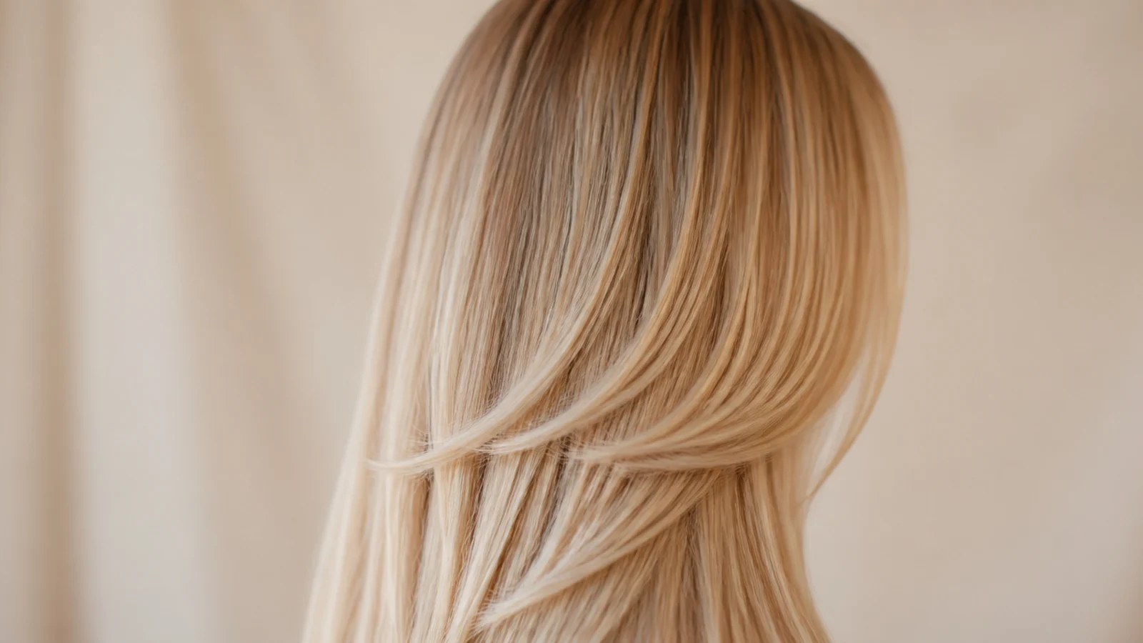 Butterfly layers falling in two clear lengths over straight hair
