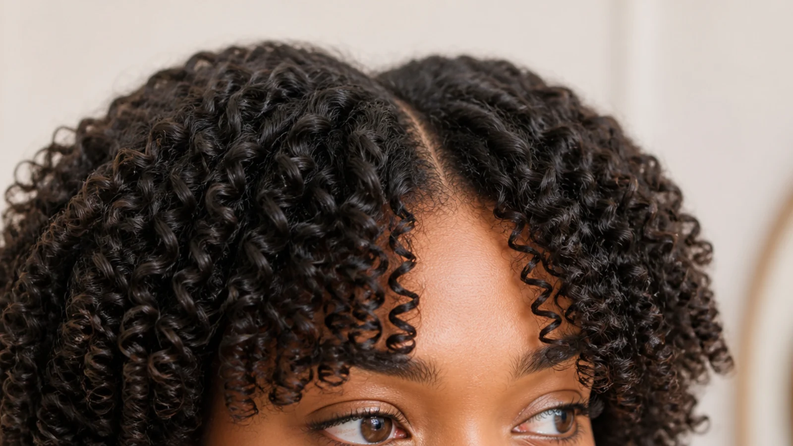 Tight small coils forming a full fringe with visible definition