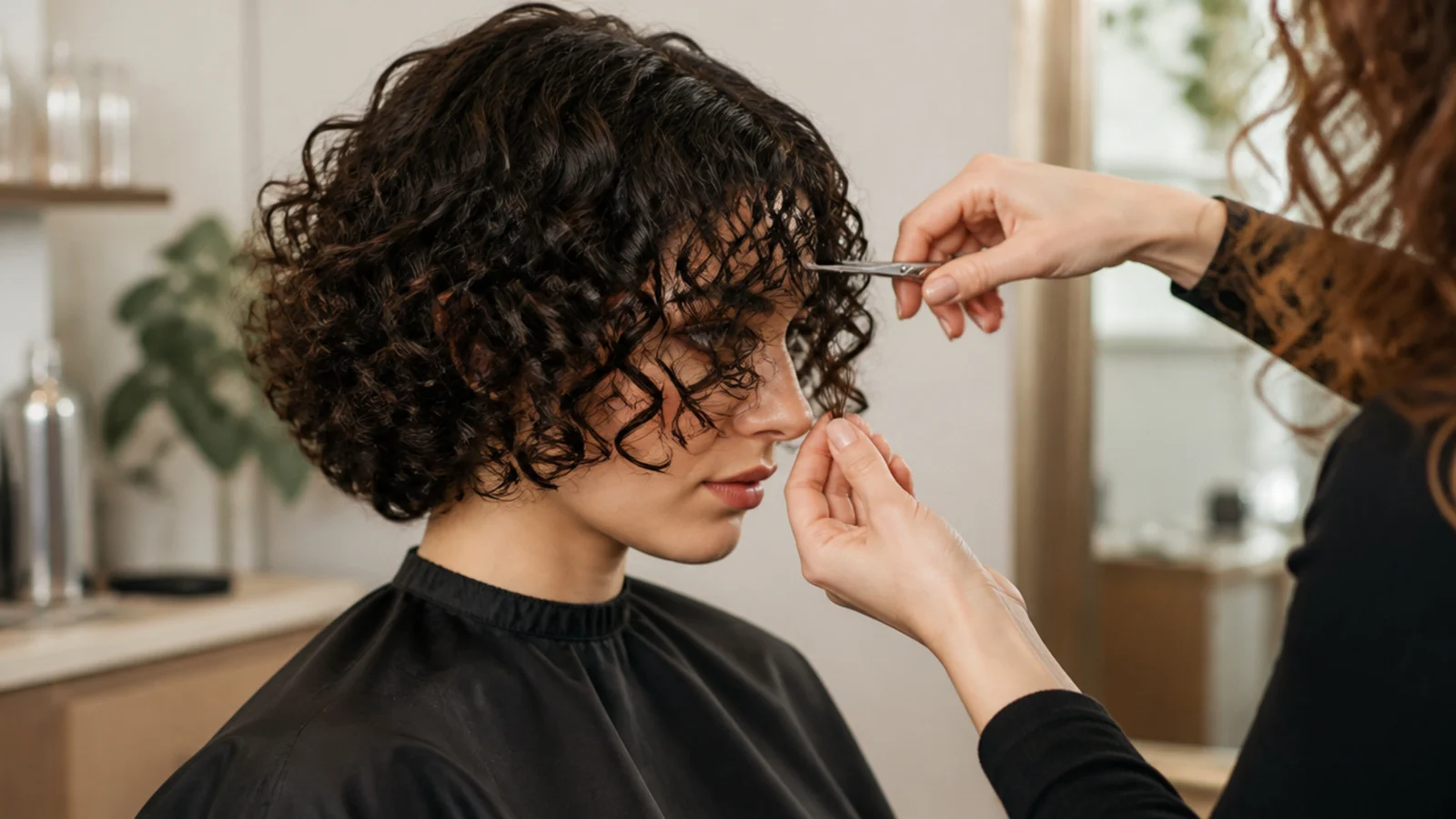 A single dry curl held out straight beside its coiled length to show the difference