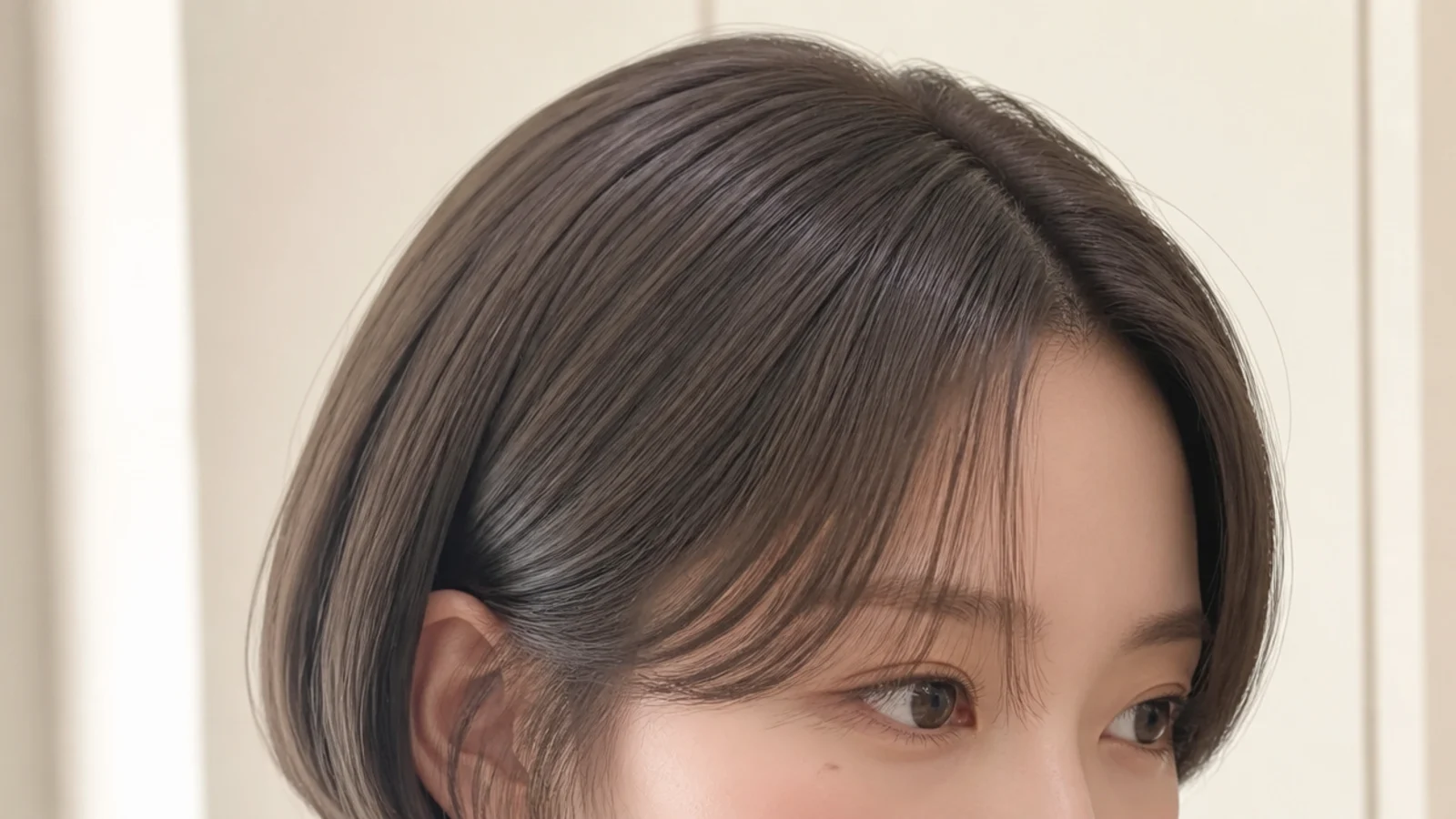 Hair ending in fine tapered strands with a matching wispy fringe