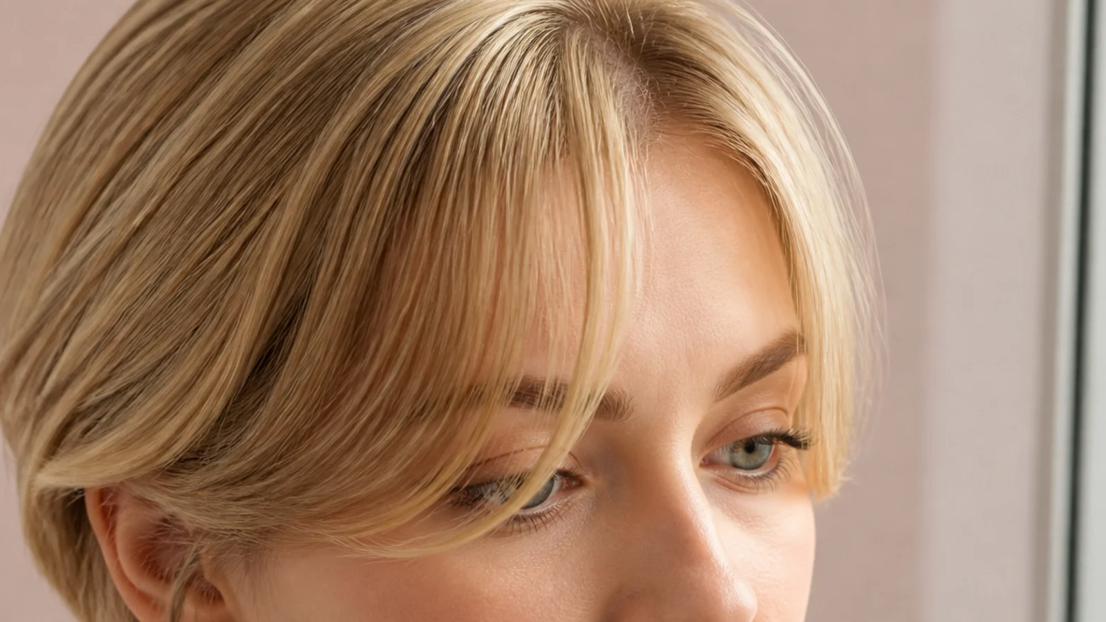 A very fine wispy fringe with visible space between the strands