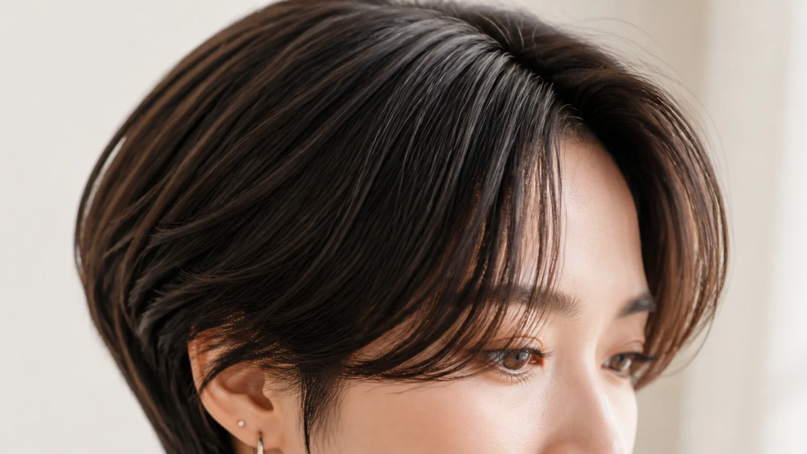 A short pixie with the front pieces left long and swept outward
