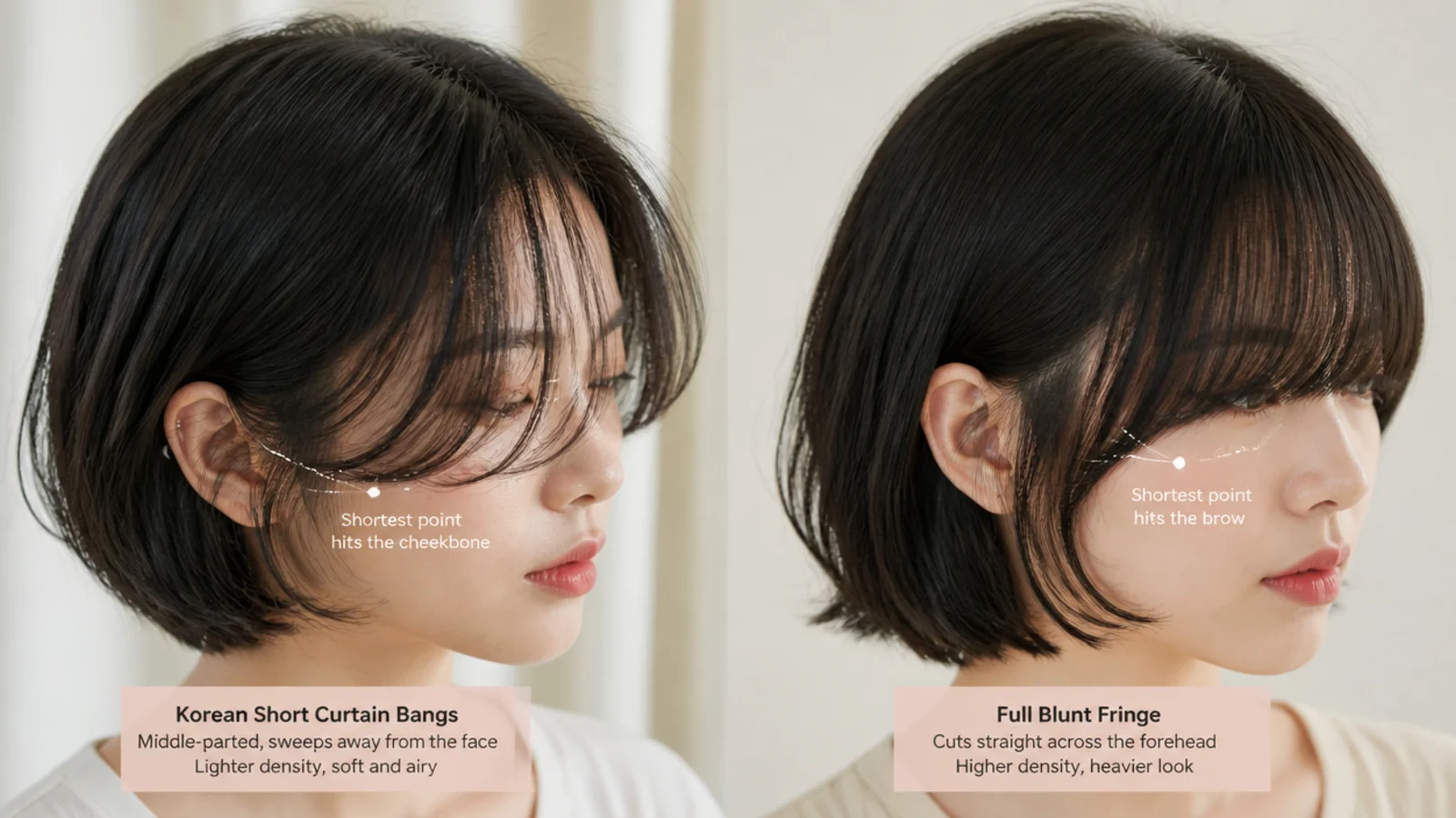 A light see through fringe with the forehead visible behind the strands