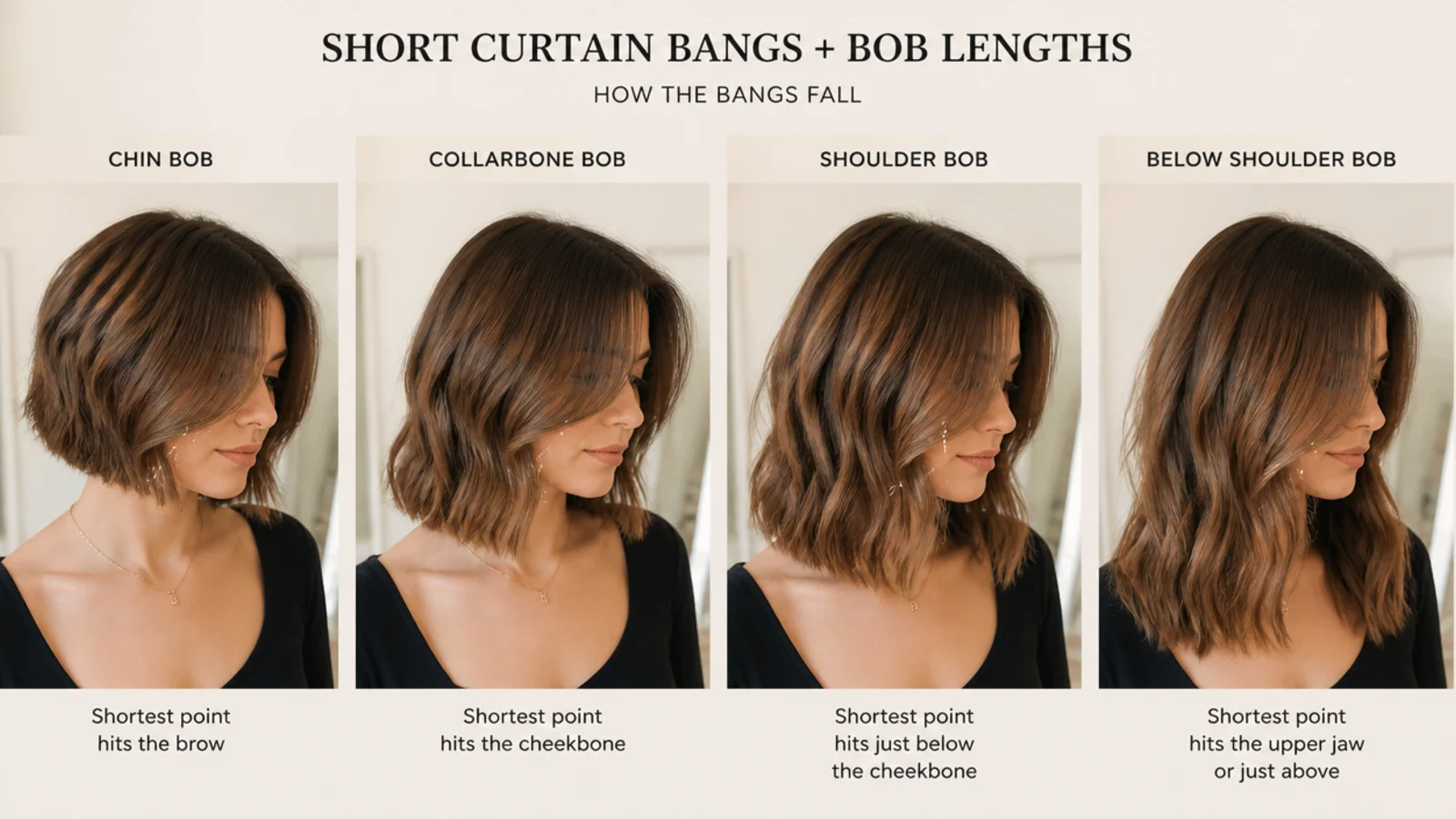 Two bob lengths photographed side by side with the same short fringe