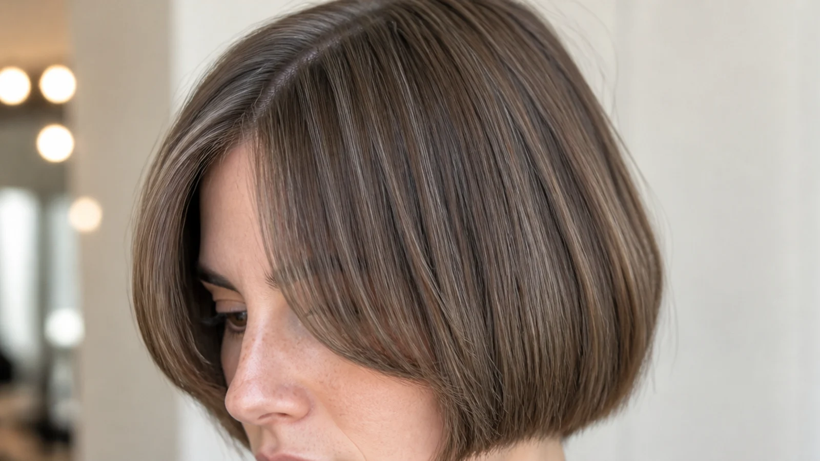 A French bob on fine hair with a brow-length fringe