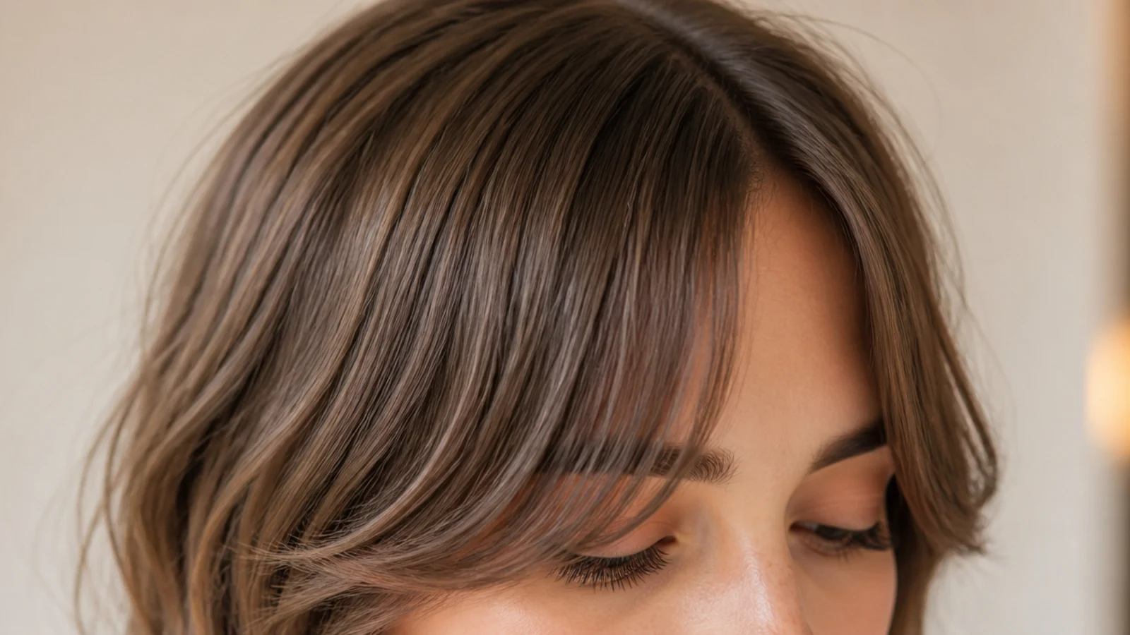 Fine wavy hair with a bending short fringe