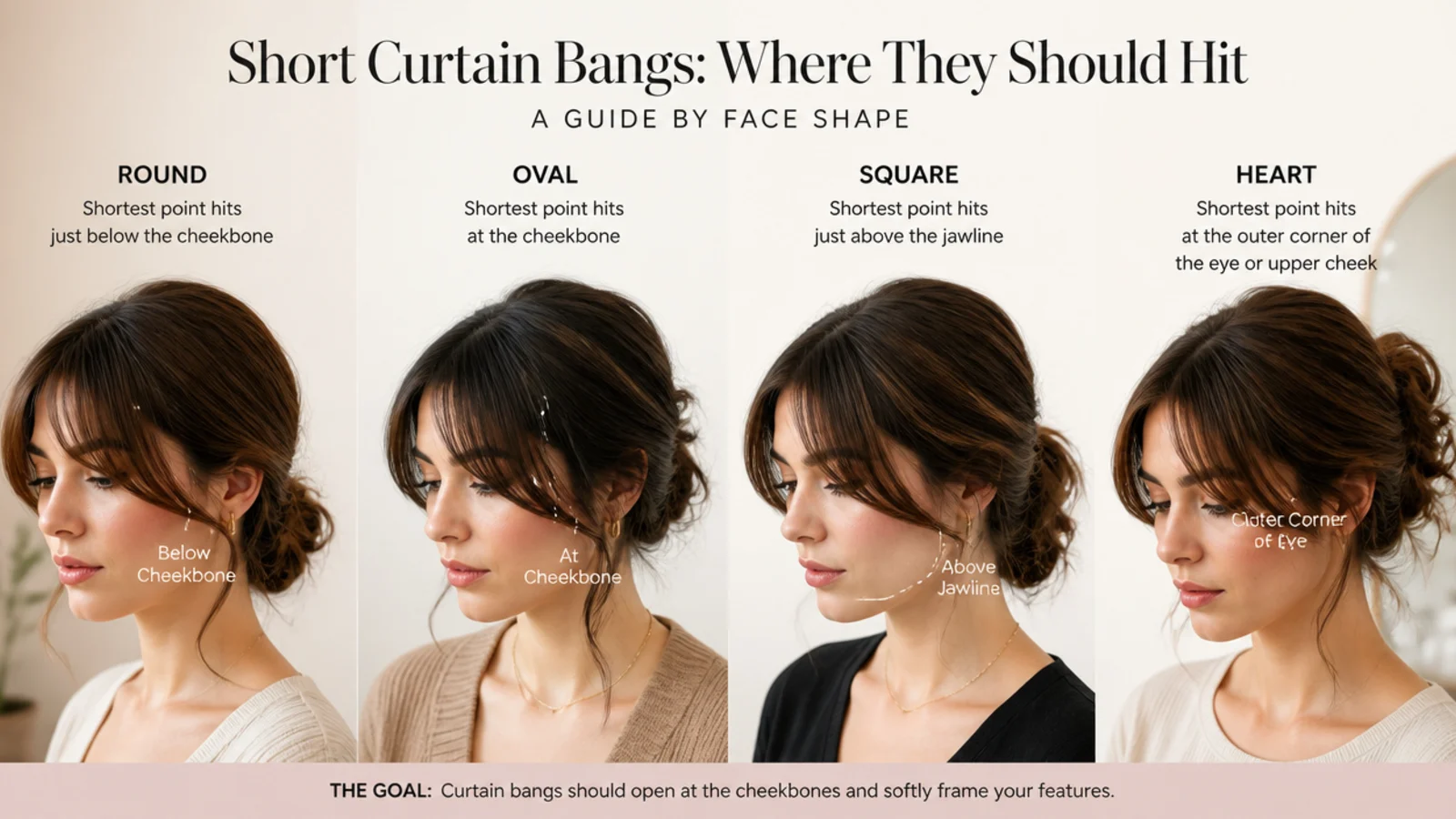 Three-quarter view of fine hair with a short fringe framing the cheekbones