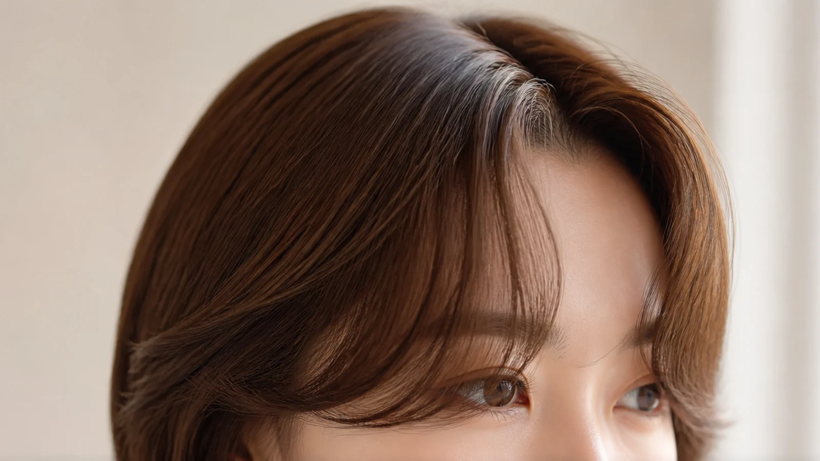 A curling iron bending the end of a short fringe outward