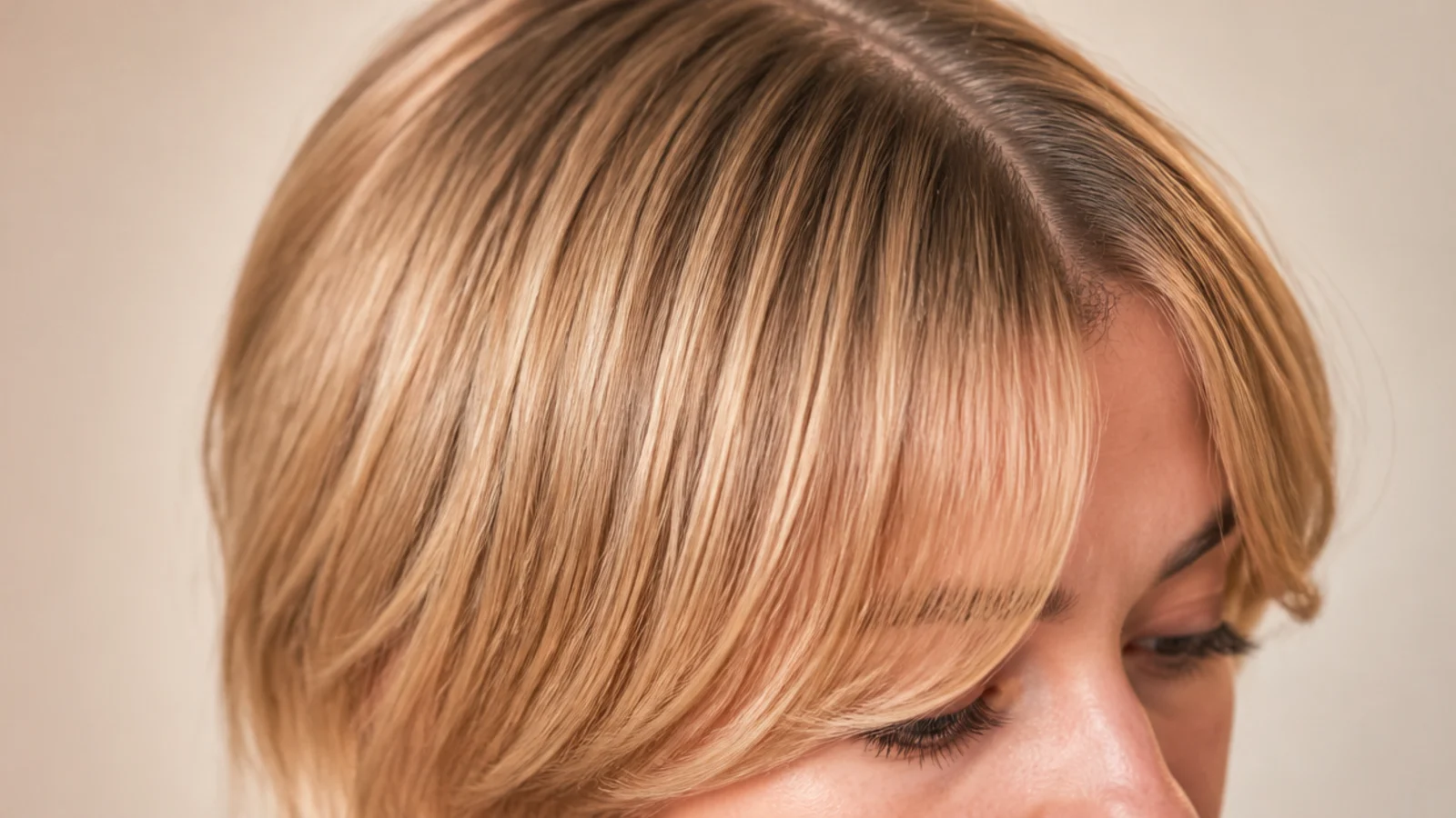 Shears held vertically to point cut a fringe at home