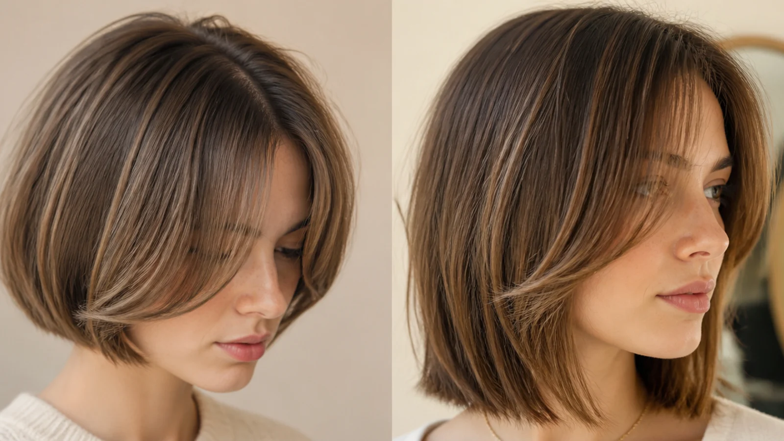 A bob worn with a short centre-parted fringe