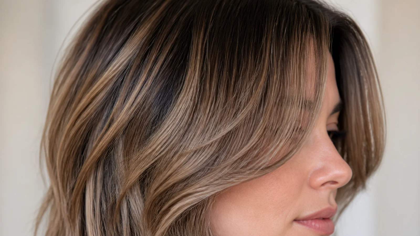Softly grown-out front pieces blending into the length with the centre split still visible
