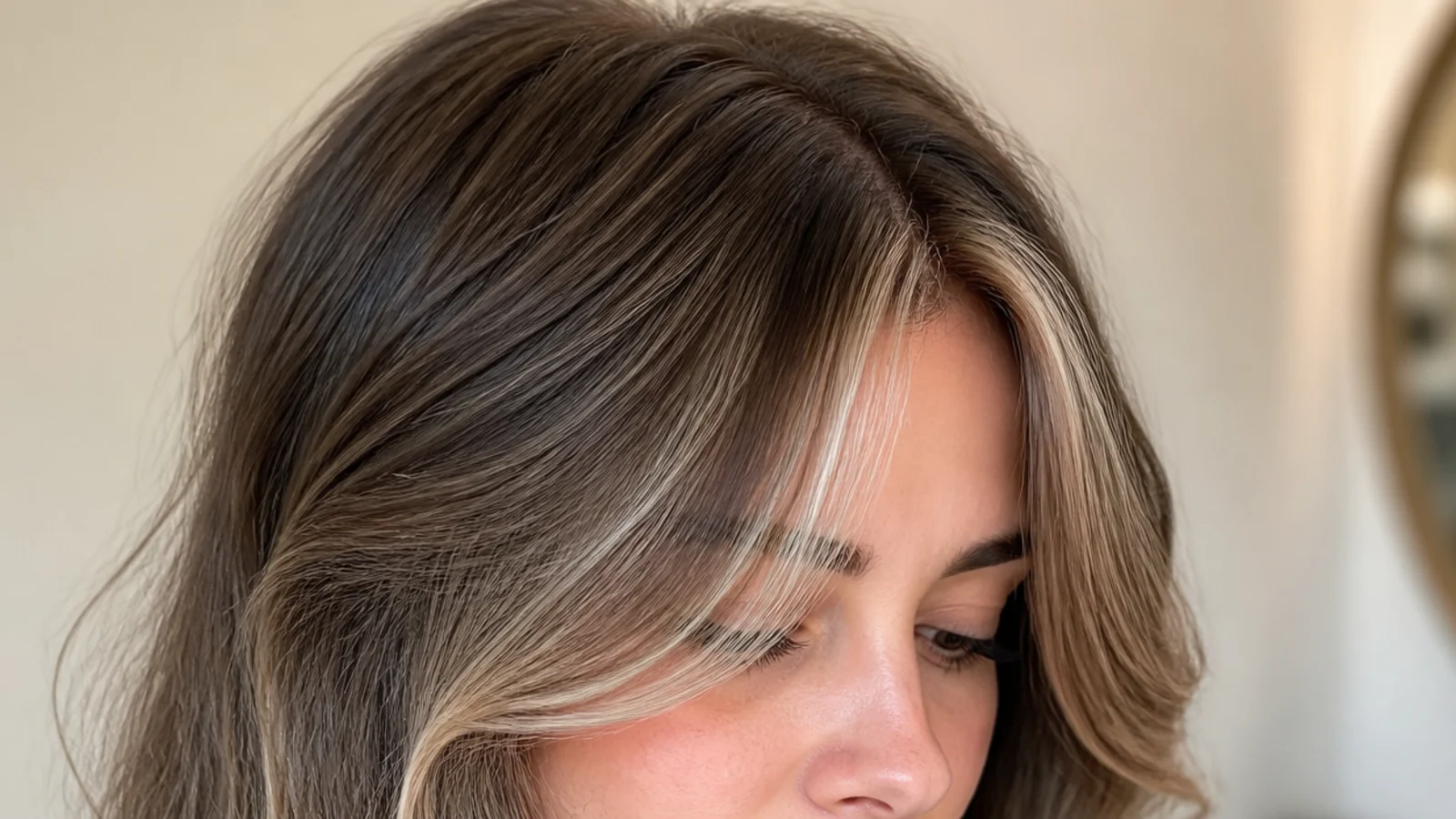 Lightened front sections framing the face against darker length behind
