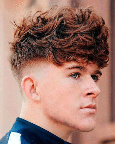 Heavy Tousled Fringe with Low Taper Fade