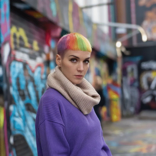 Brightly Colored Boyish Cut