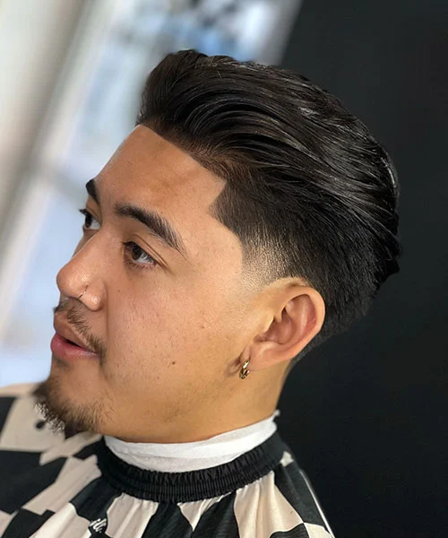 Brush Back with Taper Fade and Line Up