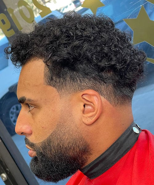 Low Taper Fade with Messy Curls