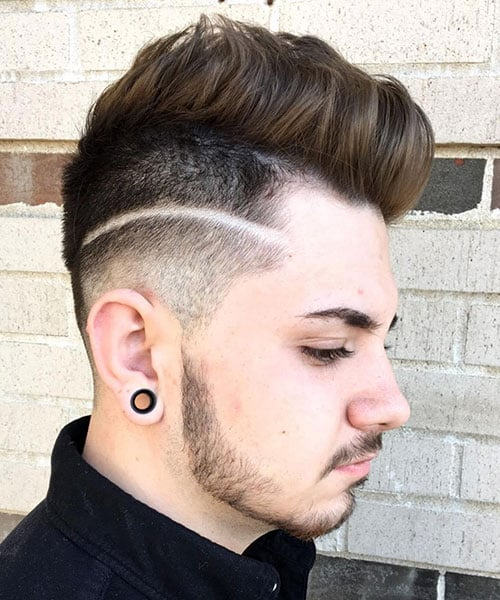 Faux Hawk with Low Taper Fade and Design