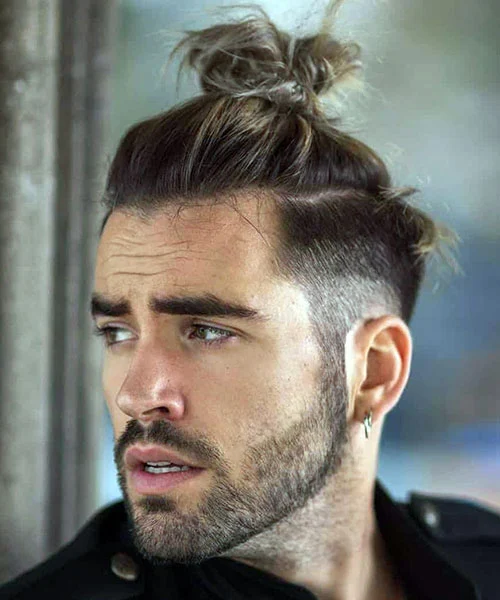Top Knot with Low Taper Fade
