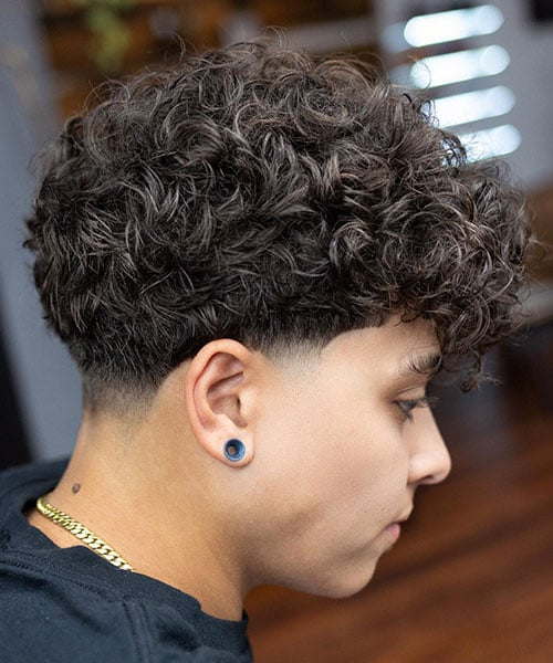 Low Taper Fade with Curly Hair