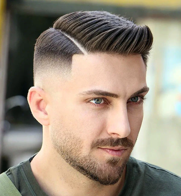 Cool Hard Side Part Fade with Spiky Fringe