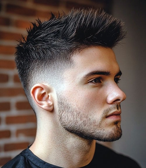 Spiky Hair with Mid Taper Fade
