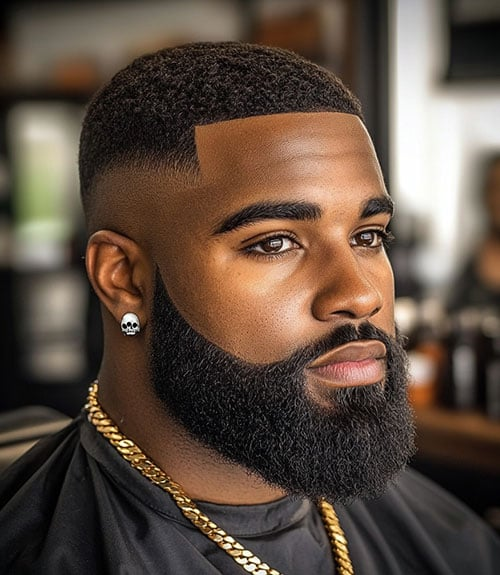 Buzz Cut with Mid Fade and Beard