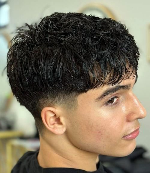 Fluffy Fringe with Low Taper Fade
