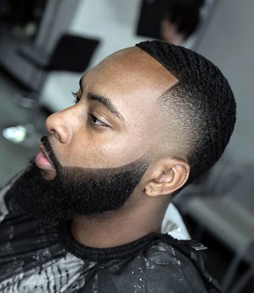 Mid Temp Fade with Short Hair and Beard