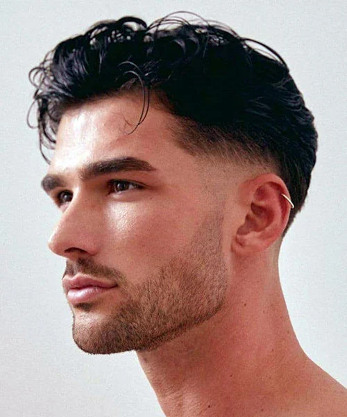 Casual Messy Brush Back with Disconnected Undercut Fade