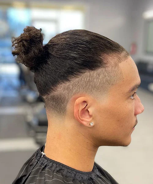 Trendy Man Bun with Low Temp Fade Undercut