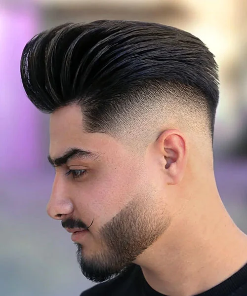 Textured Pompadour with Undercut Drop Fade