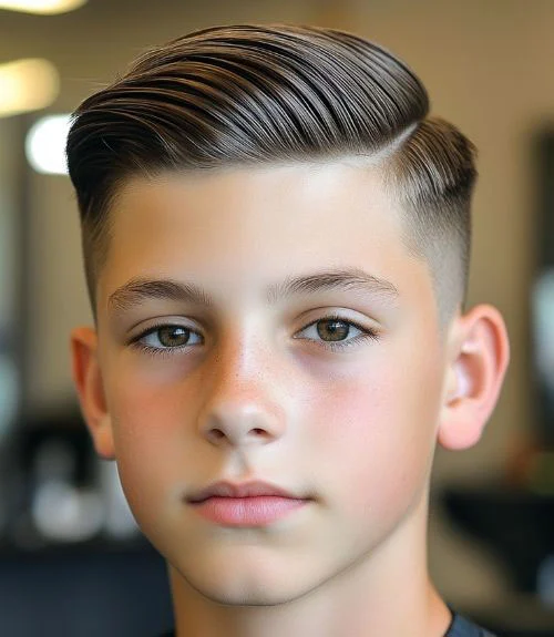 Hard Part Comb Over with Taper Fade