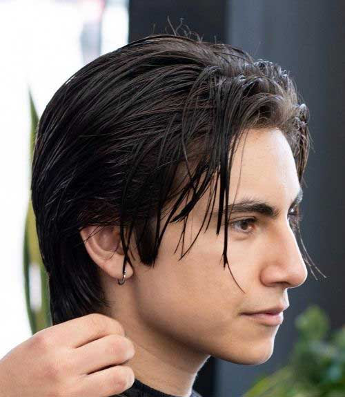 Long Slicked Back Flow with Curtains