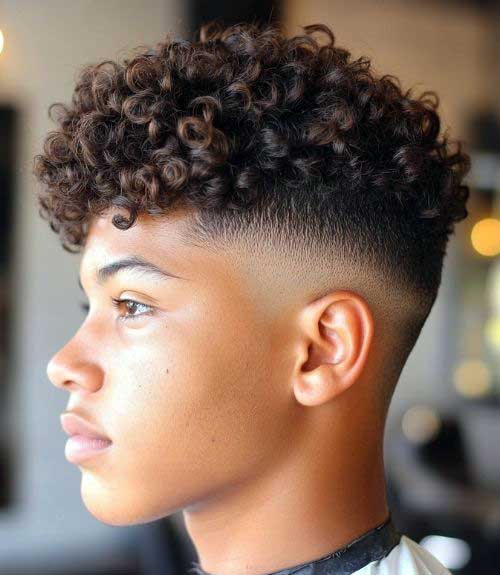 Thick Curls with Low Fade