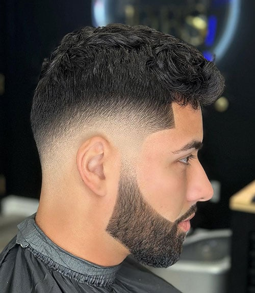 Textured Crop with Low Fade and Groomed Beard