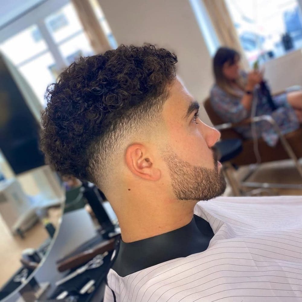 Medium Fade with Curly Hair