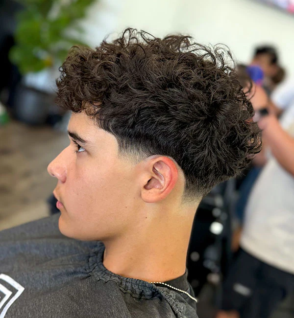 Messy Curly Taper Fade